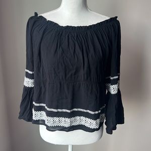 Storm on/off Shoulder Top with Trumpet Sleeves